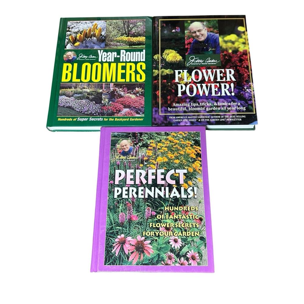 Vtg Jerry Baker Master Gardner Flower Power Perennials Hardcover Book Set Lot 3